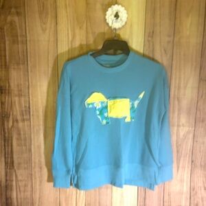 NWT Upcycled Sweatshirt with quilted appliqué